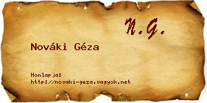 Nováki Géza névjegykártya